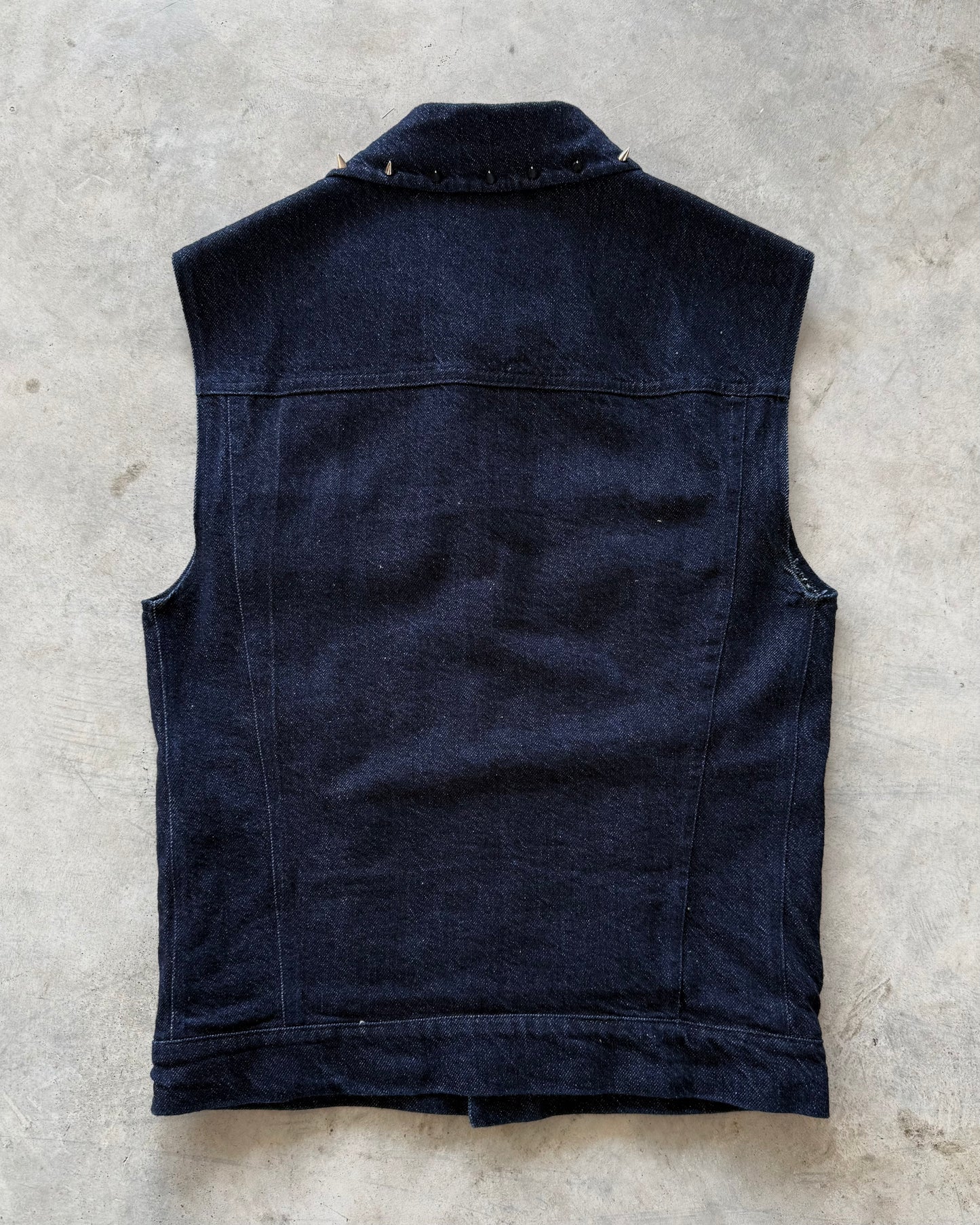 Spiked Denim Trucker Vest