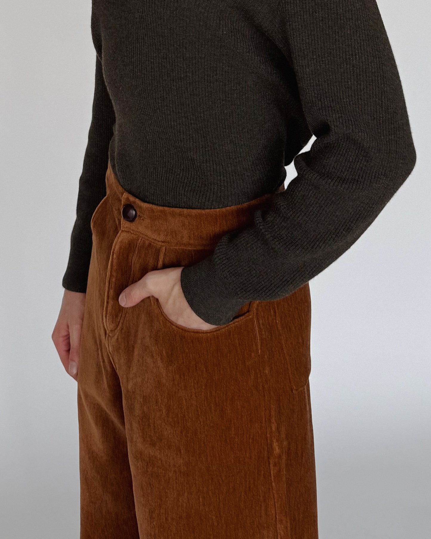 Tobacco Velour Saddle Trousers