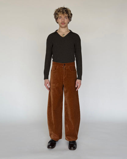 Tobacco Velour Saddle Trousers