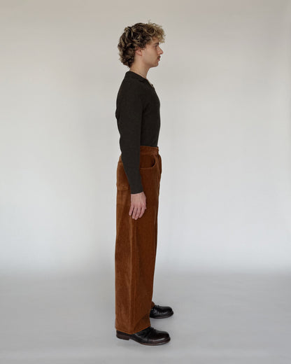 Tobacco Velour Saddle Trousers