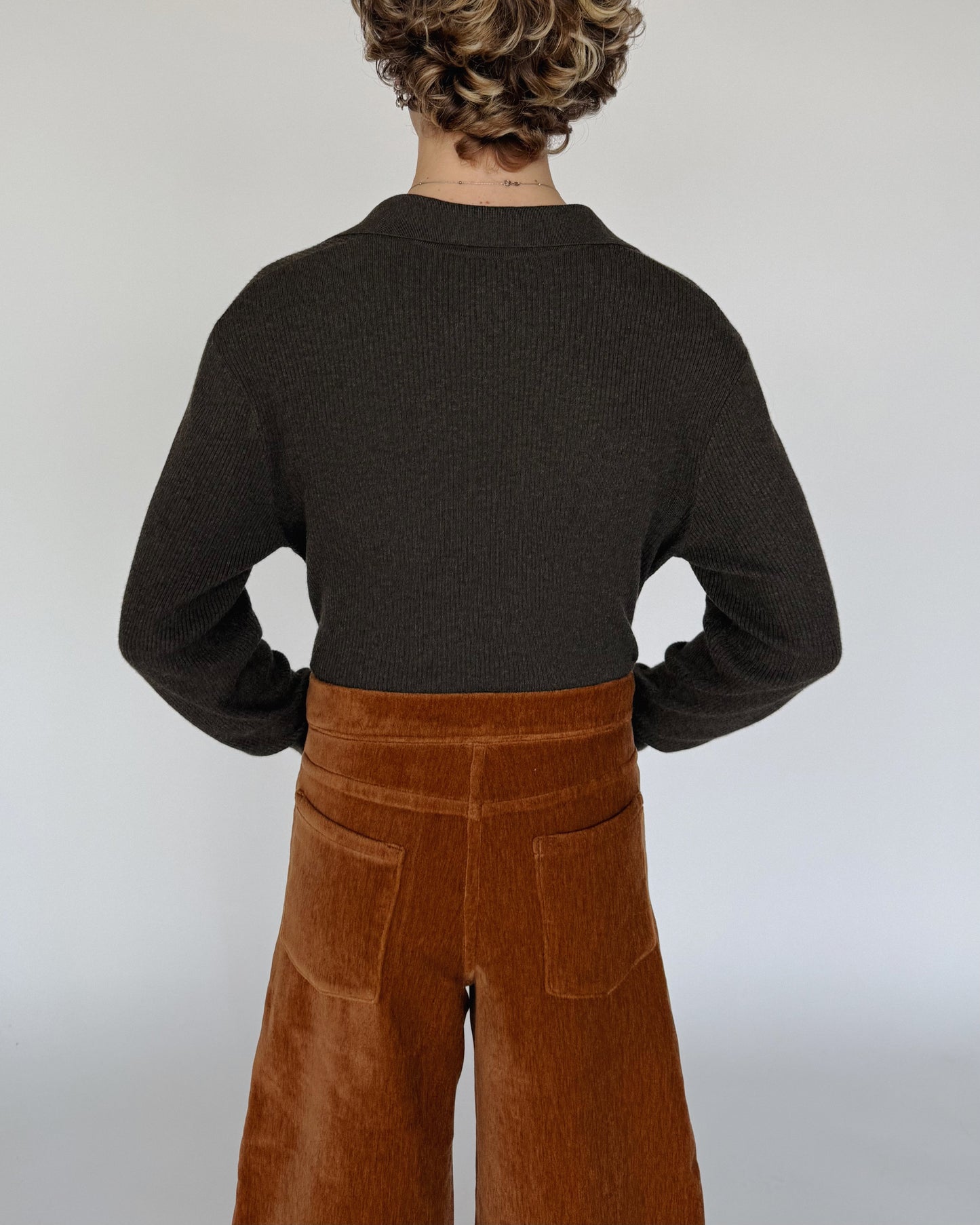 Tobacco Velour Saddle Trousers