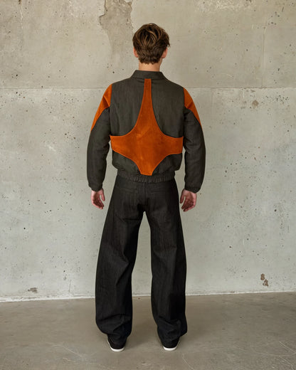 Bomber en daim et denim