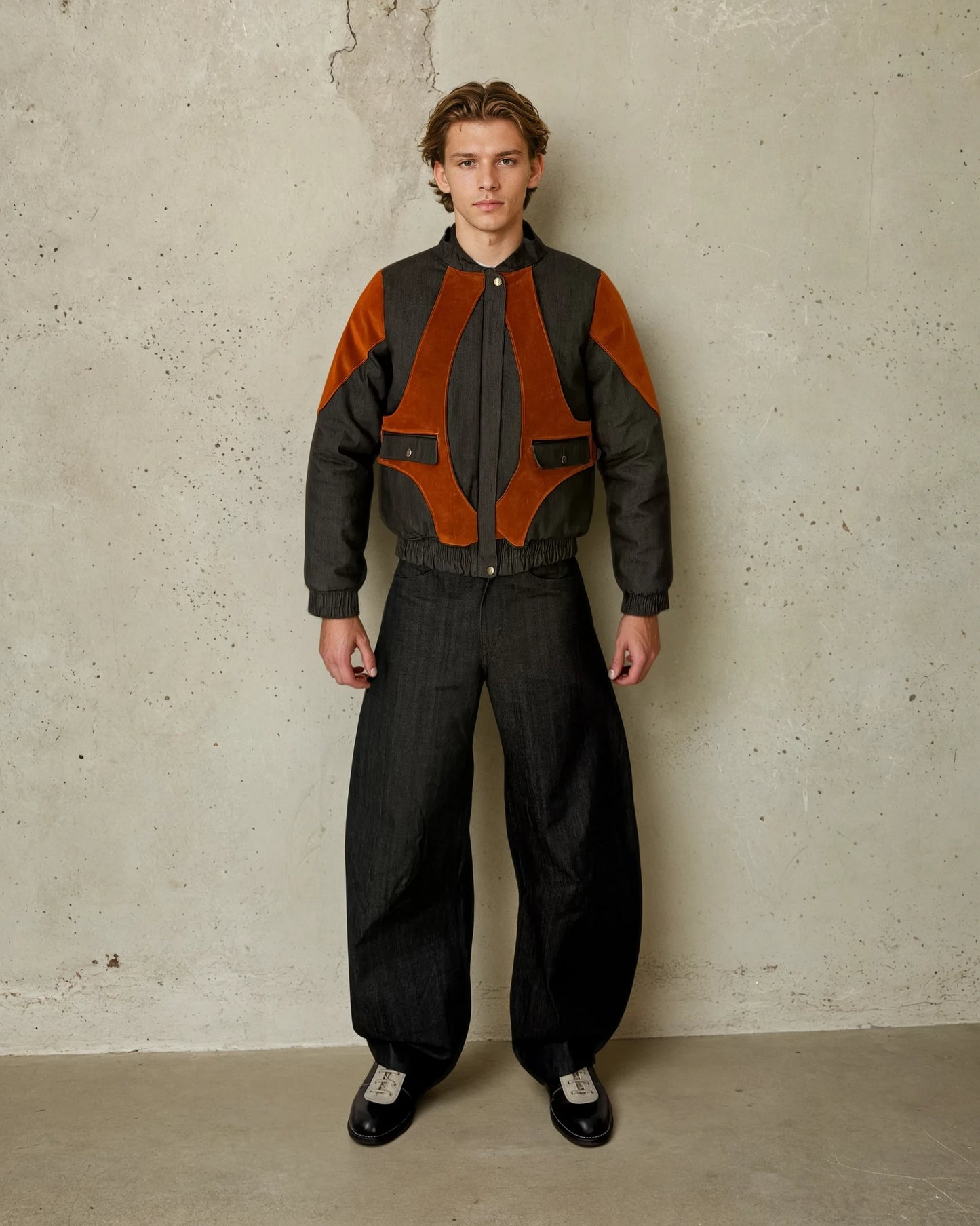 Bomber en daim et denim