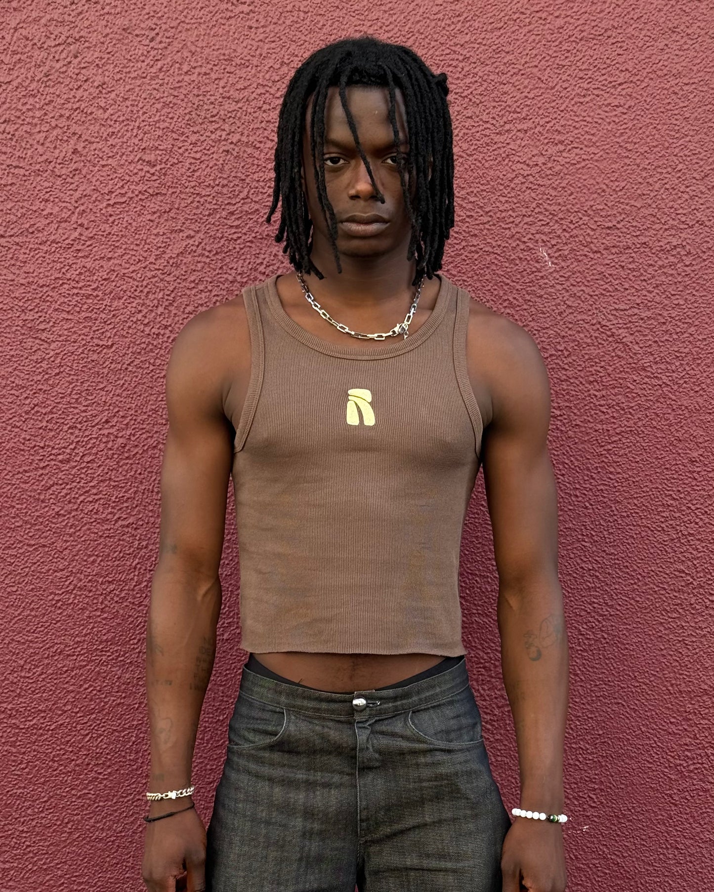 Brown Logo Core Tank Top