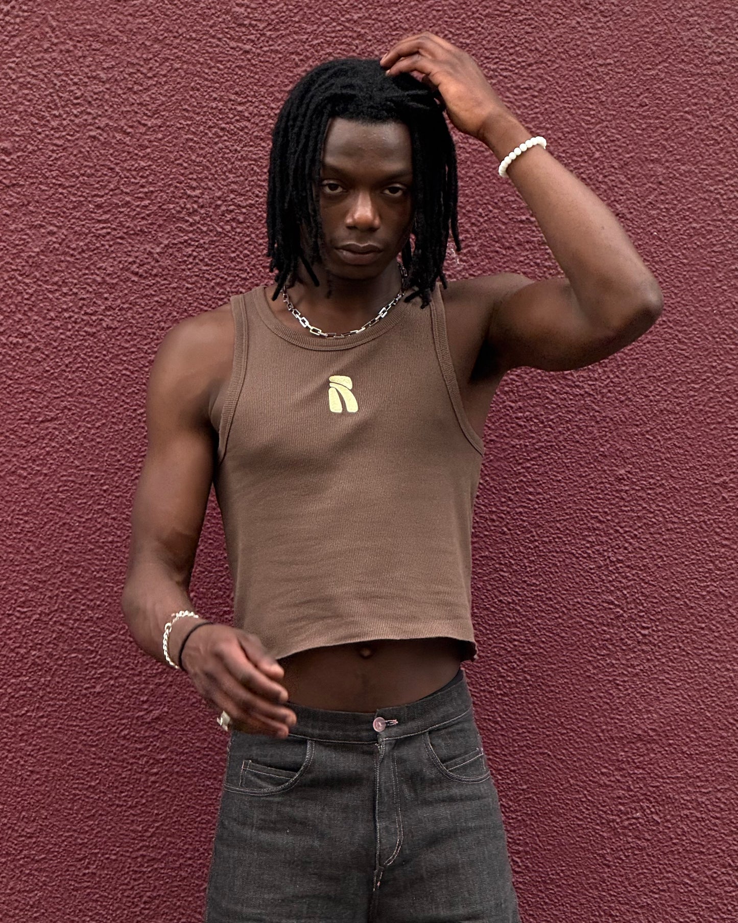 Brown Logo Core Tank Top