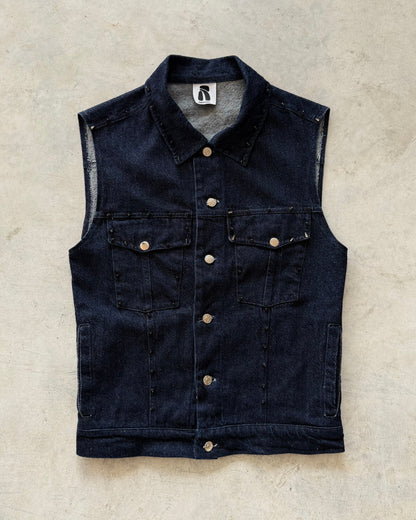 Spiked Denim Trucker Vest