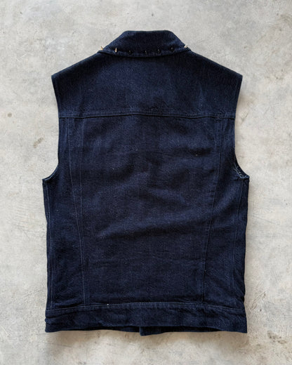 Spiked Denim Trucker Vest
