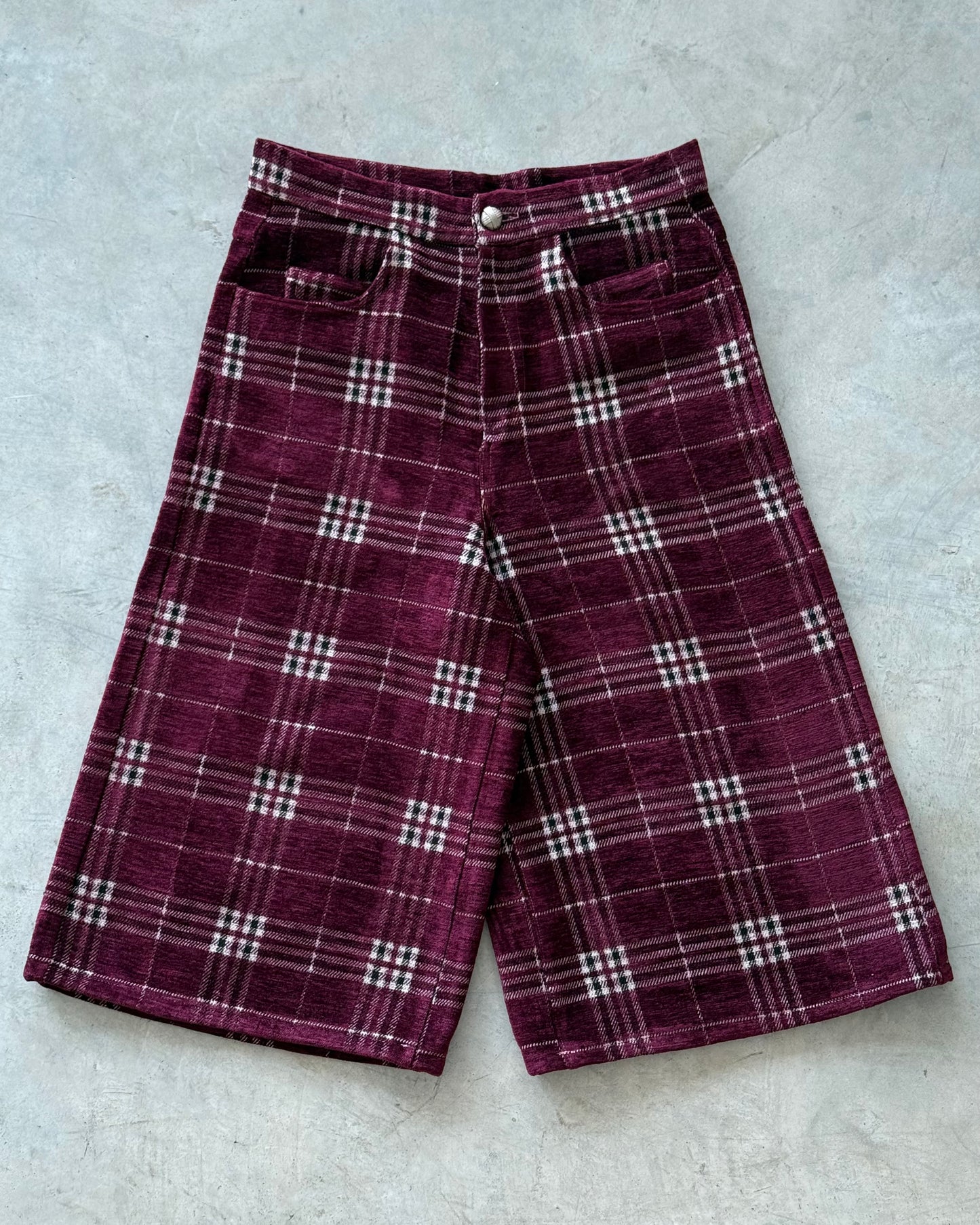 Burgundy Check Shorts