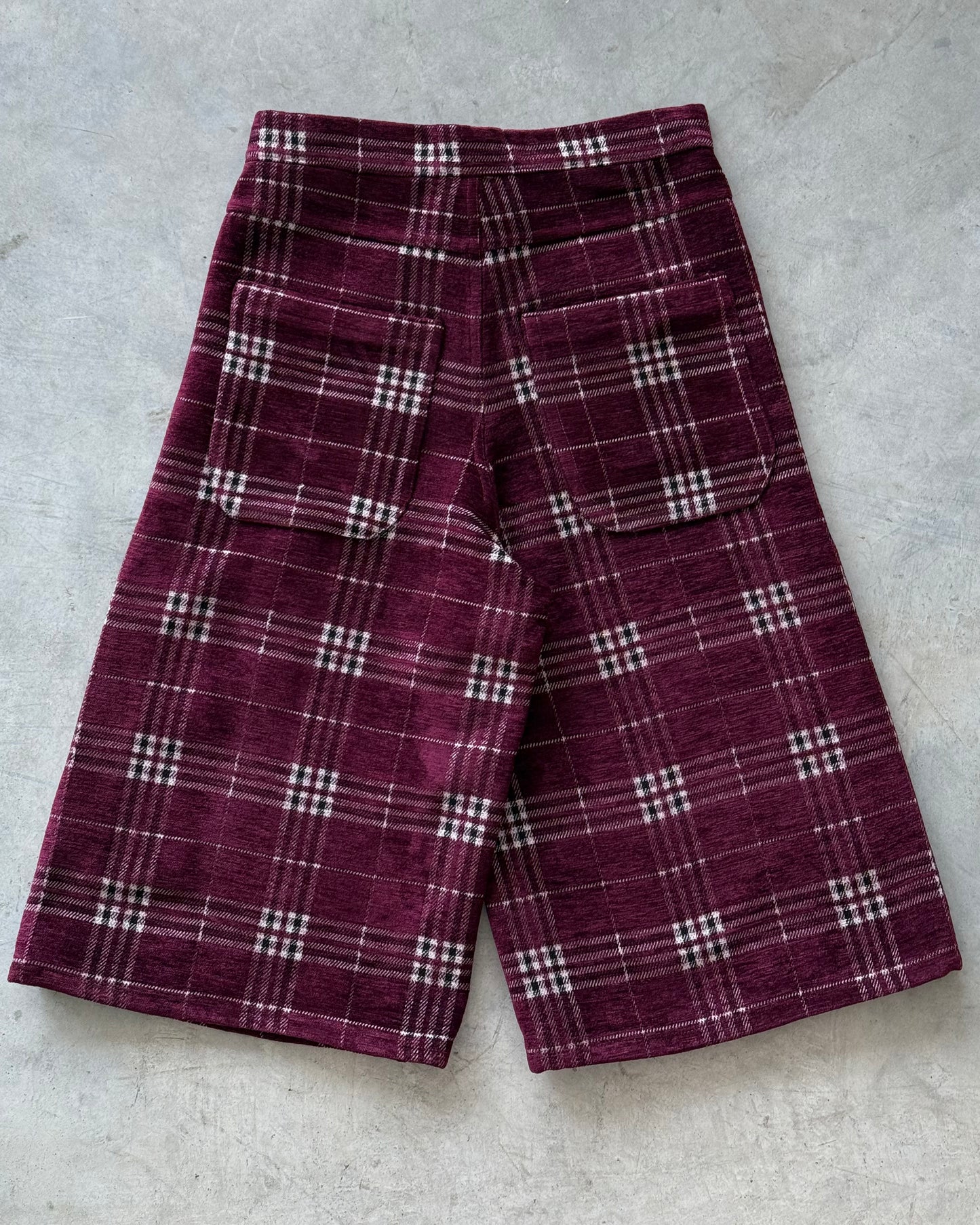 Burgundy Check Shorts