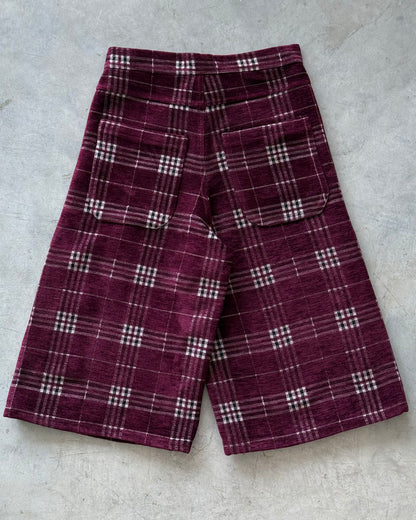 Burgundy Check Shorts
