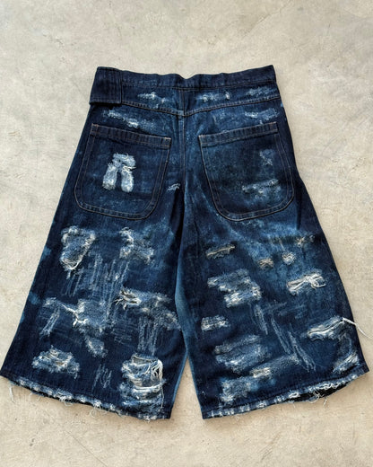 Distressed Denim Belt Shorts