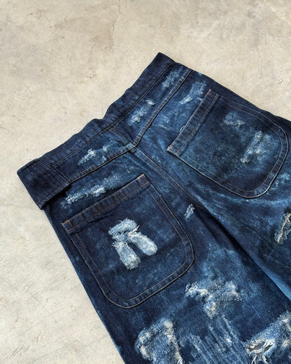 Distressed Denim Belt Shorts