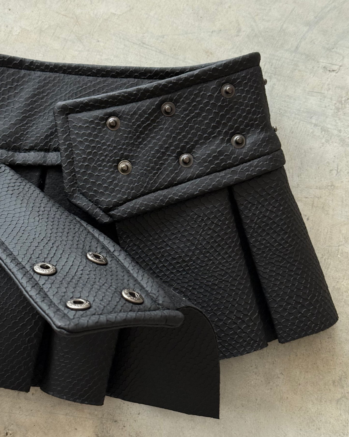 Snakeskin Pleat Mini Skirt