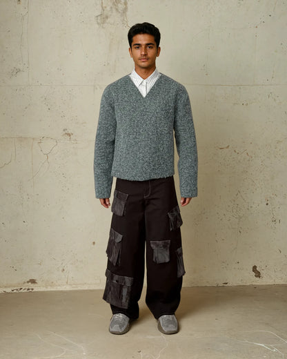 Fuzzy V-Neck Sweater