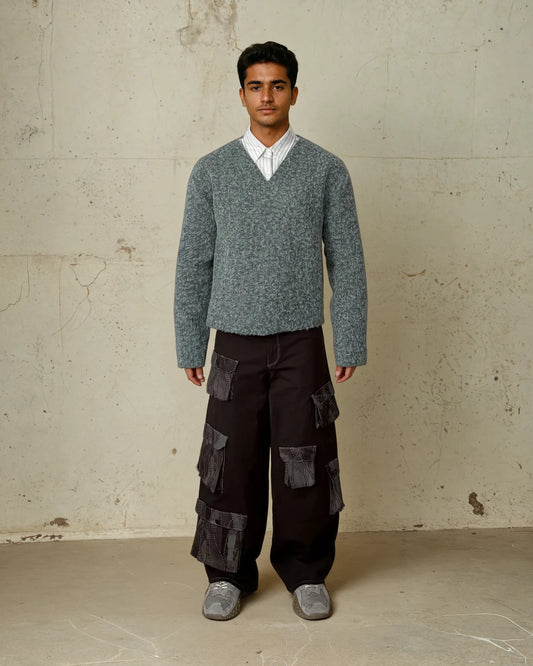 Fuzzy V-Neck Sweater