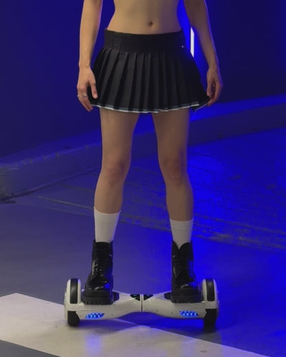 Coated Denim Pleat Skirt