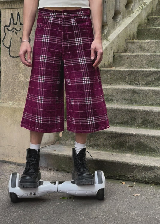 Burgundy Check Shorts